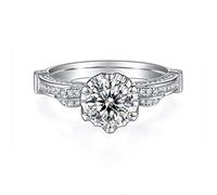 GGYTMQL 925 argent sterling 1 carat Moissanite 6 Claws Anals de mariage Bijoux de fiançailles étincelantes