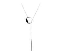 GGYTMQL 925 Black Round Perle Long Collier Elegant Link Chain Wedding Bijoux pour les femmes