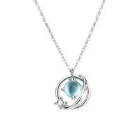 GGYTMQL 925 Blue Crystal Planet Star Charm Pendentif Pendant Christmas Jewelry Collier Fomen Women Wedding Choker
