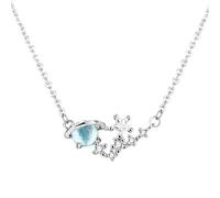 GGYTMQL 925 Blue Crystal Planet Star Charm Pendentif Pendant Christmas Jewelry Collier Fomen Women Wedding Choker