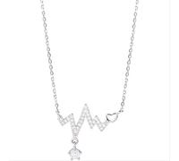GGYTMQL 925 Collier de chaîne de liaison de forme de coeur zircon pour femmes bijoux de fête géométrique