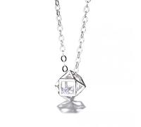 GGYTMQL 925 Collier de clavicule à facettes géométriques stéréo cube creux brillant zircon suspension des femmes