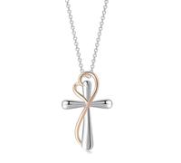 GGYTMQL 925 Collier de Croix de cœur éternel Silver Silver Silver pour Les Femmes et Les Filles, 14K Plaque d'or Cubic Zirconia Crystal Cross Cross Collier - Faith Heart and