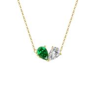 GGYTMQL 925 Collier de Feuilles Vertes en Argent Sterling pour Les Femmes Filles Vert chevauchant la Feuille de Feuille pendente Verte Zircon de Coeur Zircon Feuille Verte Forme Courte Courte
