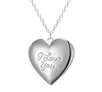 GGYTMQL 925 Collier de médaillon à cœur en Argent Sterling pour Femmes, Collier de Pendentif en Forme de médaillon de Coeur Vintage pour Couples, Collier de médaillon d'image, Collier de