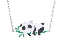 GGYTMQL 925 Collier de Panda en Argent Sterling pour Femmes et Filles, Colliers Panda Pendentif Animal, Panda juif, Collier de Panda Rouge pour Filles, médaillon Panda, Pendentif Panda, Argent