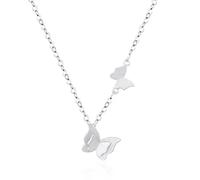 GGYTMQL 925 Colliers à double papillon pour femmes Collier de chaîne de clavicule délicate Pendant Petit bijoux frais
