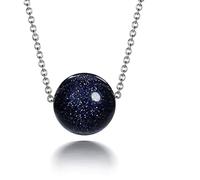 GGYTMQL 925 Colliers Femmes bijoux Stone Natural Blue Sand Sun Sitara Perles rondes
