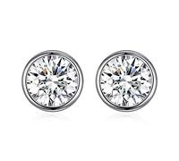 GGYTMQL 925 Cristaux en Argent Sterling des Boucles d'oreilles à Goujon Rond en Argent Sterling pour Femmes Beaux Bijoux Accessoires Cadeaux