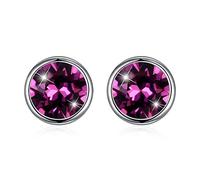 GGYTMQL 925 Cristaux en Argent Sterling des Boucles d'oreilles à Goujon Rond en Argent Sterling pour Femmes Beaux Bijoux Accessoires Cadeaux