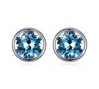 GGYTMQL 925 Cristaux en Argent Sterling des Boucles d'oreilles à Goujon Rond en Argent Sterling pour Femmes Beaux Bijoux Accessoires Cadeaux