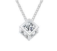GGYTMQL 925 Cube Zirconia Crystal Pendant Collier Fomen Gift 45 cm Chaîne de liaison Collares Bijoux de mariage