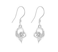 GGYTMQL 925 SERRING SILP COOD Coeur Bourne D'OREURS D'OREURS pour Femmes, Boucles d'oreilles en zircone cubique étincelante, élégants Boucles d'oreilles Pendantes à Crochet, Cadeau de