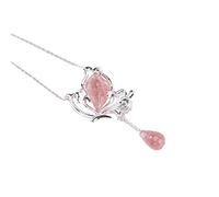 GGYTMQL 925 Silver Natural Strawberry Crystal Butterfly Pendant la chaîne de chaîne