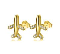 GGYTMQL 925 Solide Real Sterling Sweet Plane Stud Oreads Gift for Women Lady Jewelry