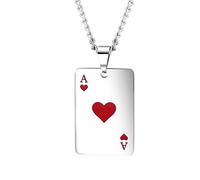 GGYTMQL 925 Sterling Silver Ace of Spades Collier pour Hommes et Femmes, Ace of Poker Lucky Spades Ace Collier Men's Poker Pendant, Poker Card Ace of Spades Pendant Chain, Jeu Collier de Carte
