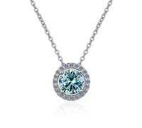 GGYTMQL Accessoires 1 à 2Ct Colliers Moisanite pour femmes, D Couleur Round Coupée Colliers en diamant en jaune/bleu/rose, Colliers de pendentif