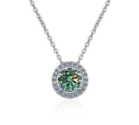 GGYTMQL Accessoires 1 à 2CT Moissanite Colliers pour femmes, d couleur ronde coupe jaune/bleu/rose, chaînes à strass, 2