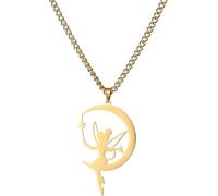 GGYTMQL Accessoires Collier de fée pour Femmes, 925 Colliers de la Lune pendante en Argent Sterling, Collier de fée, Bijoux de fée, Bijoux Tinkerbell