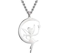 GGYTMQL Accessoires Collier de fée pour Femmes, 925 Colliers de la Lune pendante en Argent Sterling, Collier de fée, Bijoux de fée, Bijoux Tinkerbell