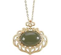 GGYTMQL Accessoires Collier Vintage S925 pour Femmes Hollow Out Gold plaqué Jade Ruyi Lock Bijoux Classiques à la Main