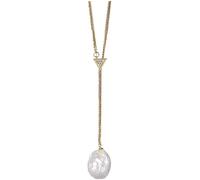 GGYTMQL Accessoires Collier Vintage S925 pour Femmes Plaque d'or Baroque Pearl Triangle géométrique Triangle à la Main Bijoux Classiques