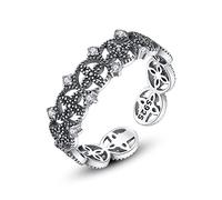 GGYTMQL Anneau de doigt ouvert S925 pour femmes - anneau de joint de fabrication vintage, anneau de queue fantaisie empilable creux, cadeaux d'anniversaire bon marché pour femmes