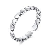 GGYTMQL Anneau de pouce S925 pour femmes - Tempérament à cœur plein poli et empilable Rogue ouverte réglable, anneau de joint solide fait à la main, fête GI