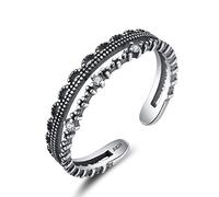 GGYTMQL Anneau de promesse des femmes - Micro Micro INRRADIE 3A Anneau de doigt ouvert empilable, anneau de pouce réglable creux en détresse, cadeaux pour femme