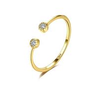 GGYTMQL Anneau réglable d'anniversaire à 14 km en métal pour femmes - anneau de doigt ouvert réglable brillant zircon, anneau de pouce de queue joint empilable simple