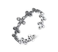 GGYTMQL Anneau réglable sculpté pour femmes - Simulation de fleurs Bague de doigt ouvert réglable diamant brillant, anneau de joint d'anniversaire, filles dames à la main juif