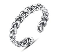 GGYTMQL Anneau réglable tissé de style - Anneau de doigt ouvert creux en forme de torsion à cercle complet simple, bague de queue empilable en détresse, cadeaux bon marché pour femmes filles