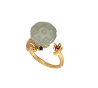 GGYTMQL Anneau réglable vintage de style Earchinese - S925 HETIAN JADE OUVERT, RAGNE DE REGINE JOINT EMPRACKABLE DE MANDE INRRADÉE, Unique pour elle