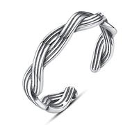GGYTMQL Anneau vintage réglable pour les dames - S925 vintage Twine S Stripe Open Dinger Ring, pour soulager la bague jointe empilable, cadeaux bon marché pour l'ONU