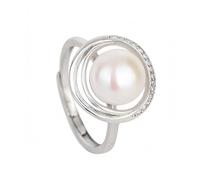 GGYTMQL Anneaux d'argent pour femmes 925, anneaux ajustés vintage élégant perle ouverte cercle argenté anneaux de noeuds de Noël
