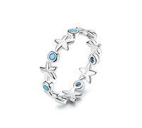 GGYTMQL Anneaux de doigt empilables étoiles starfish 925 Anneau bleu océan pour femmes