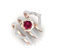 GGYTMQL Anneaux de produits pour filles bijoux bijoux femmes hommes promet de mariage anneau de fleur de couleur rose pour femmes