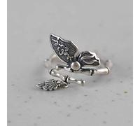 GGYTMQL Anneaux ouverts pour les femmes, anneau réglable 925 Silver rétro Bamboo Ptombs Gothic Ring Gift Romantic Jewelry pour filles Femmes Couple Engagement Mariage Éternité Gift