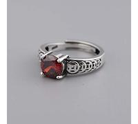 GGYTMQL Anneaux ouverts pour les femmes, anneau réglable 925 Silver rétro Red Zircon Copper Coin Match Open Ring Open Romantic Jewelry Cade