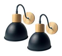 GGYTMQL Applexion Murale Vintage Industrial Industrial Murncecces, Lampe Murale en Fer avec Base en Bois, Lumière Murale américaine, Light E27 Home Lighting Forwing for Living Room Bedroom 1 Pack / 2