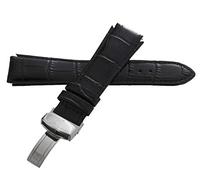 GGYTMQL Aqua Master 20 mm s'élargit à 25 mm Sangle de bande de montre en cuir noir avec fermoir de déploiement en acier inoxydable
