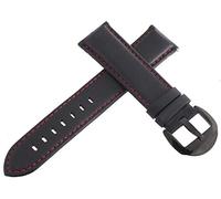 GGYTMQL Aqua Master 22 mm Stitches rouges Bandle de bande de montre en cuir noir avec boucle en acier inoxydable à tons noir