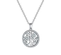 GGYTMQL Arbre de vie collier pendentif rond 925 femmes colliers de boucles