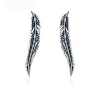 GGYTMQL Authentique 925 Authenting Silver Vintage Feather Ailes Boucles d'oreilles pour chouchoux pour Femmes Boucles d'oreilles en Argent Sterling Bijoux