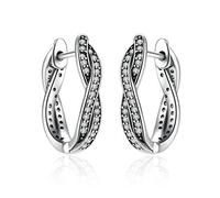 GGYTMQL Authentique 925 Twist en Argent Sterling des Boucles d'oreilles de Goujon de Destin Clair pour Les Femmes Bijoux à la Mode de Mariage