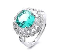 GGYTMQL Bague de diamant simulé brillant 14K Gold/platine Emeraude émeraude saphir halo anneau bleu cubic zirconi anneaux cz anneau d'éternité