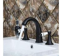 GGYTMQL Baignoire bianbhuo Huile frottée 3 pcs robinets de lavabo de Salle de Bain Bronze Noire en céramique Manche Baignoire Baignoire mélangeur de Robinet