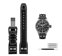 GGYTMQL Band de montre de rivets en cuir authentique pour iwc Big Pilot Spitfire Cow Hide Pliant Boucle de boucle