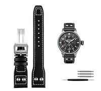 GGYTMQL Band de montre de rivets en cuir authentique pour iwc Big Pilot Spitfire Cow Hide Pliant Boucle de boucle