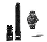 GGYTMQL Band de montre de rivets en cuir authentique pour iwc Big Pilot Spitfire Cow Hide Pliant Boucle de boucle